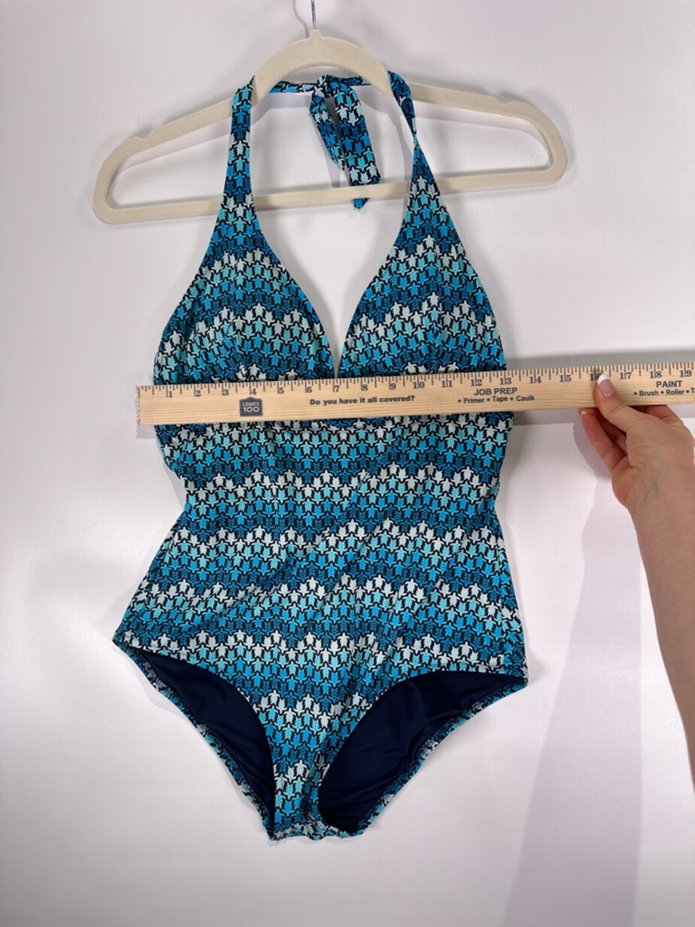 Vilebrequin Sea Turtle Chevron Halter One Piece Swimsuit Blue Womens Size 8 - Picture 13 of 16
